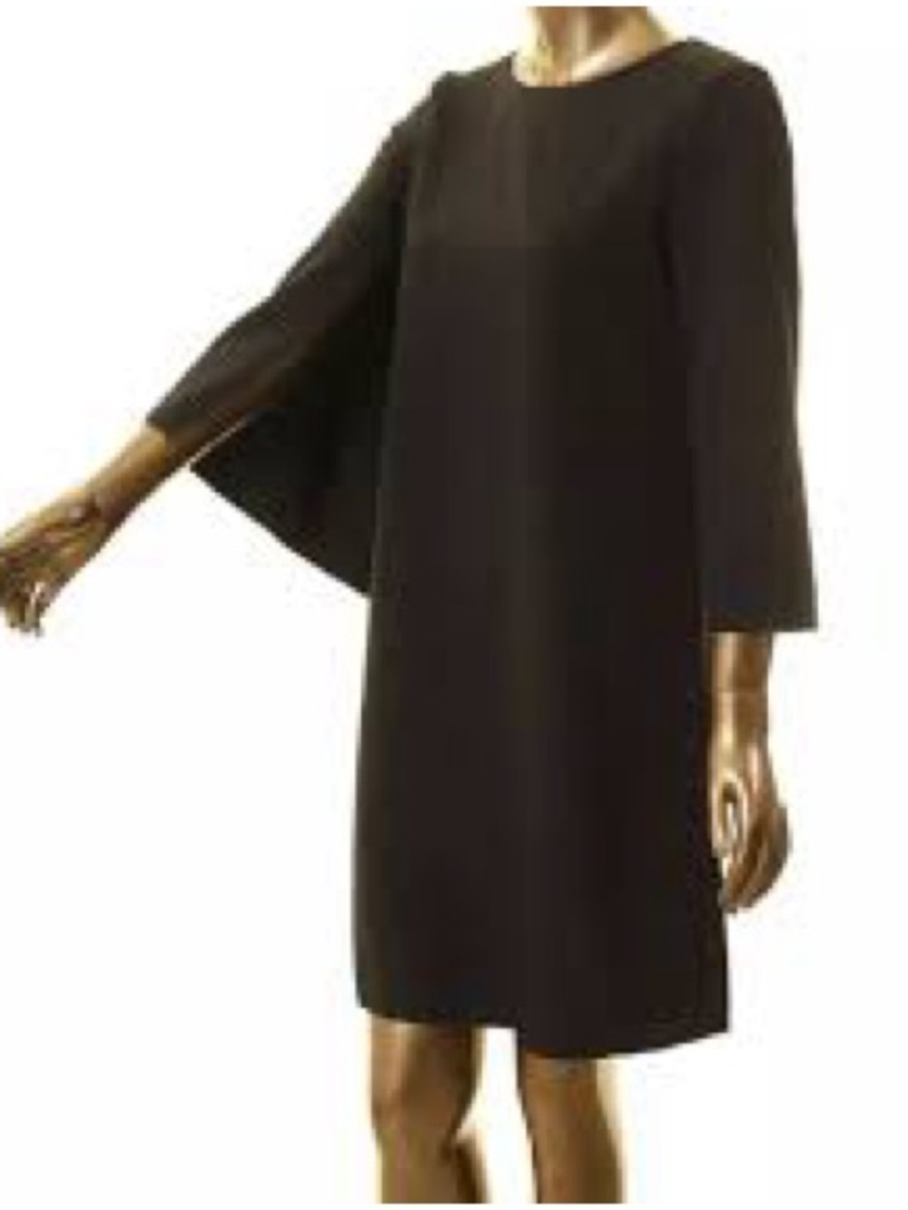 Anne Klein Black Long-Sleeve Split-Sleeve Shift Dress